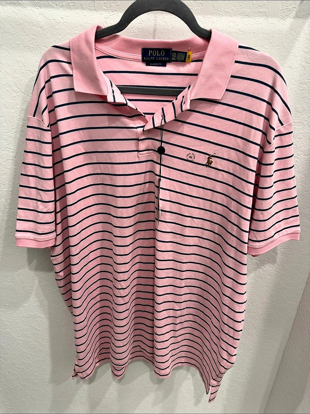 NWT Polo Ralph Lauren XXL Pink Navy Striped Classic Fit Polo